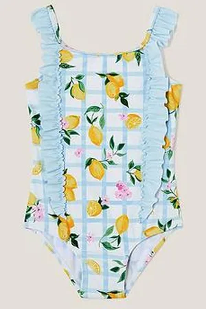 Monsoon Baby Girls Lemon Tile Print Swimsuit