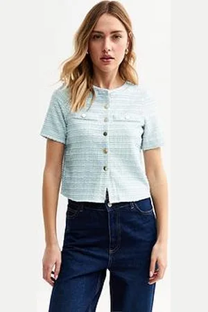 New Look Boucle Button Up Top