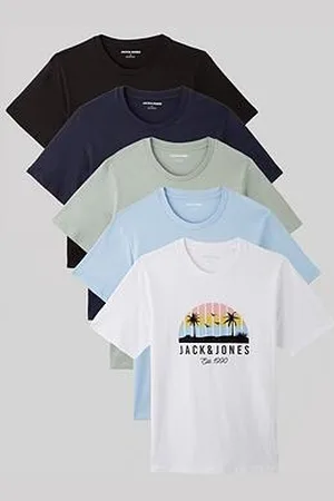 JACK & JONES 5-Pack Of Palm Print T-Shirt - Multi