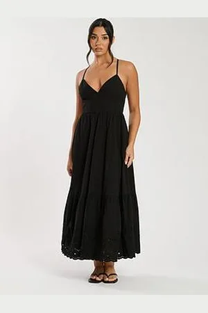 South Beach Dobby Broderie Strappy Back Midi Dress