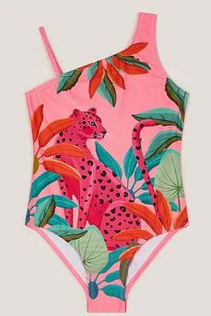 Monsoon Girls Leopard Print Asymmetrical Swimsuit