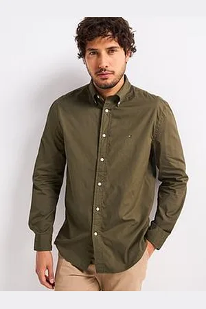 Tommy Hilfiger Regular Fit Flex Poplin Solid Flag Logo Shirt