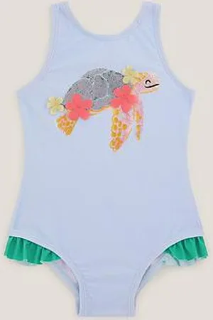 Monsoon Baby Girls Turtle Applique Swimsuit