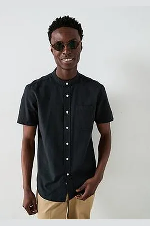 Everyday Basic Short Sleeve Grandad Collar Oxford Shirt
