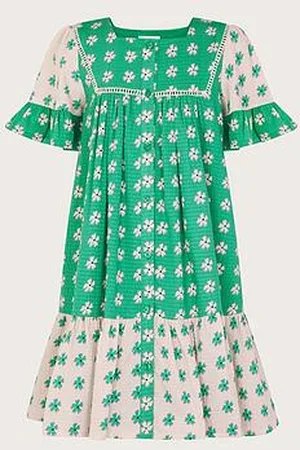 Monsoon Girls Floral Colourblock Swing Dress