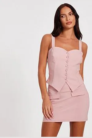 Quiz Blush Button Detail Mini Skirt