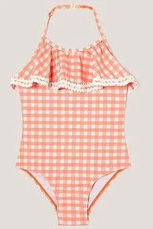 Monsoon Girls Gingham Ruffle Swimsuit