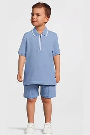 Very Boys Pique Polo And Short Set - Blue