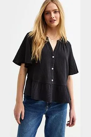 New Look Drop Hem Muslin Top
