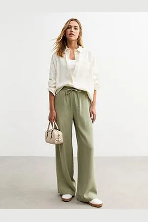 New Look Olive Drawstring Wide Leg Trousers