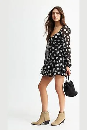 New Look Off White Daisy Print Ruffled Mini Dress