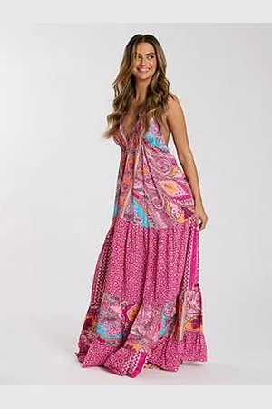South Beach Printed Halter Scarf Maxi Dress