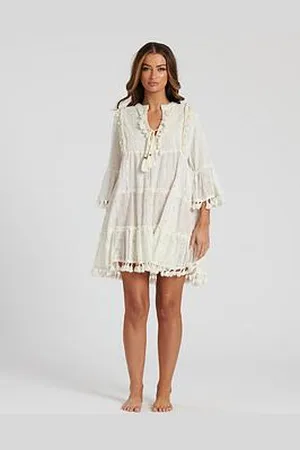 South Beach Trim Detail Tiered Mini Dress