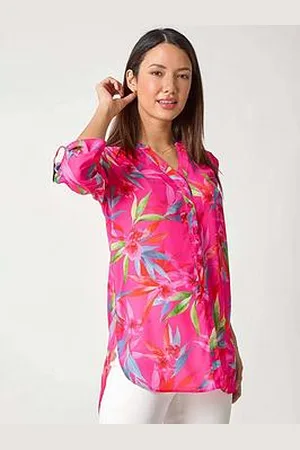 Roman Floral Print Longline Blouse