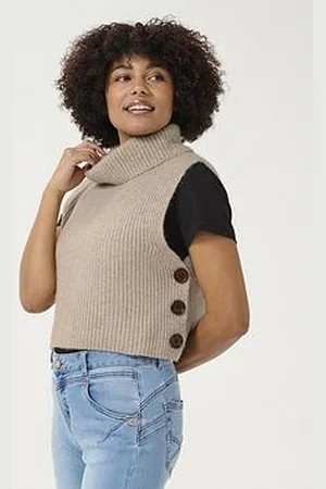 Cream Crstarfi Slipover Sleeveless Jumper