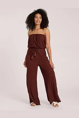 South Beach Crinkle Viscose Strapless Jumpsuit