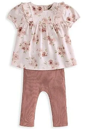 Mamas & Papas Baby Girls 2 Piece Floral Print Tee & Leggings Set