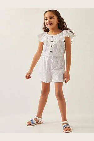 Monsoon Girls Broderie Ruffle Playsuit