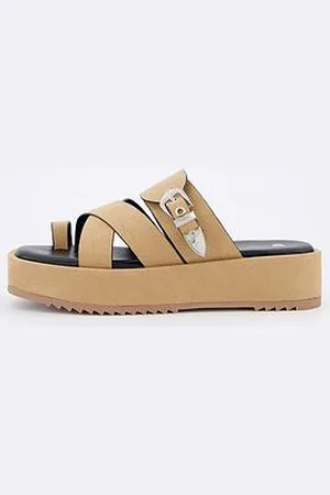 Very Western Trim Cross Strap Flatform Sandal