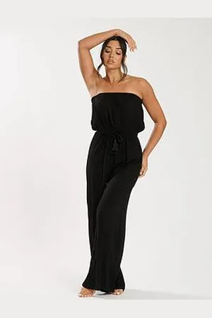 South Beach Crinkle Viscose Strapless Jumpsuit