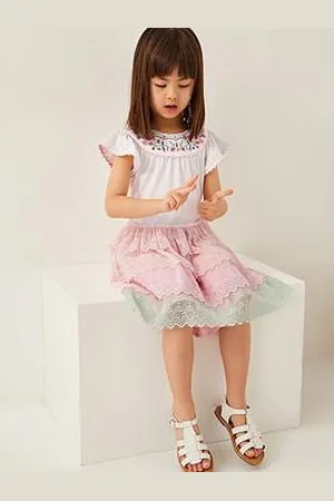 Monsoon Girls Floral Embroidered Tiered Disco Dress