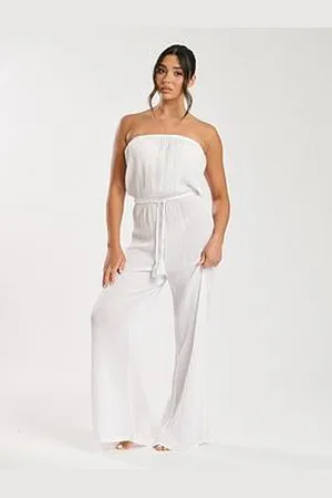 South Beach Crinkle Viscose Strapless Jumpsuit