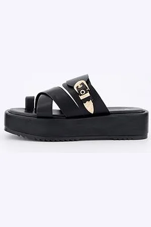 Very Western Trim Cross Strap Flatform Sandal