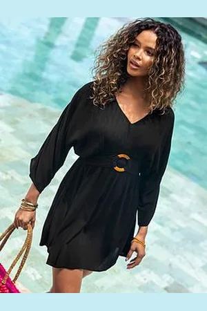 Pour Moi Crinkle O-Ring Woven Beach Kaftan