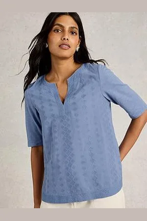 White Stuff Weaver Notch Neck Top