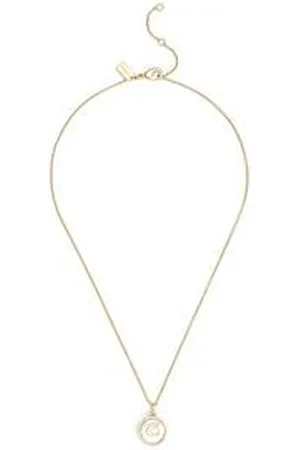 Coach Signature Mother Of Pearl Coin Pendant Necklace