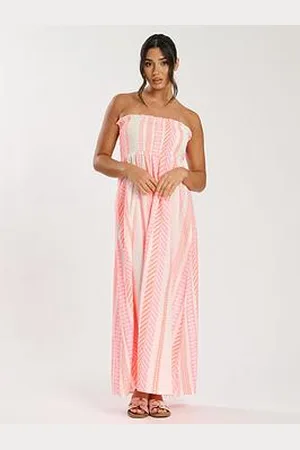South Beach Bandeau Jacquard Maxi Dress With Shirred Bodice