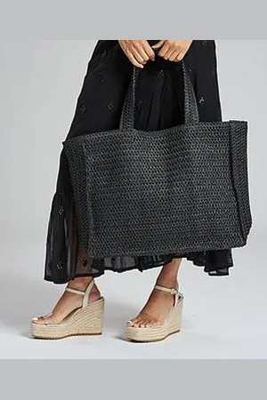 South Beach Straw Woven Shoulder Tote Bag In