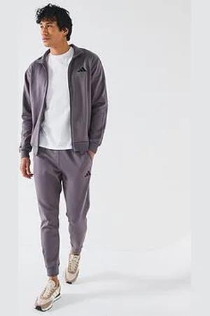 adidas Mens Sportswear Basic 3-Stripe Fleece Tracksuit - Dark Grey
