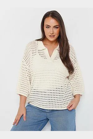 Yours Collared Pointelle Jumper - Cream