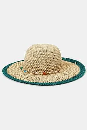 Accessorize Shell Bead Trim Floppy Hat