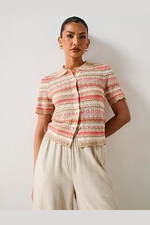 Very Collared Pointelle Short Knitted Shirt