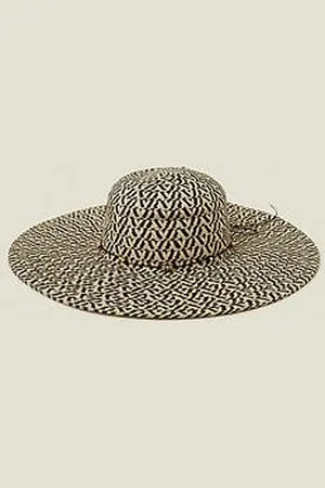 Accessorize Mono Weave Bead Trim Floppy Hat