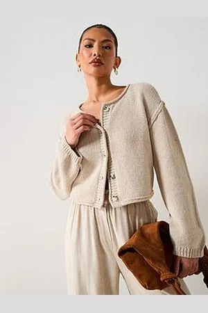 Very Cotton Rich Rolled Edge Short Cardigan