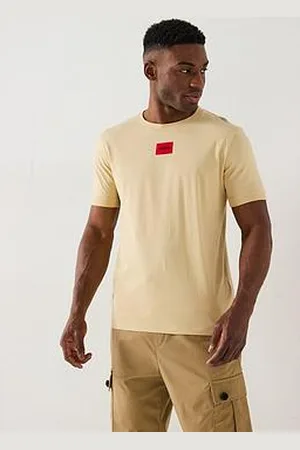 HUGO BOSS Diragolino212 Regular Fit Centre Patch Logo T-Shirt - Beige