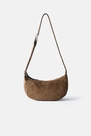 mint&berry Brown Suede Western Buckle Sling Bag