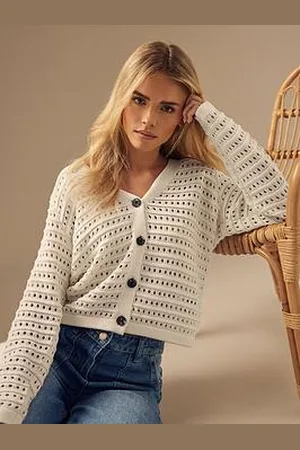 M&Co V Neck Button Down Cardigan