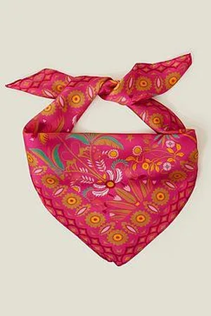 Accessorize Jaipur Palm Satin Square - Fuchsia