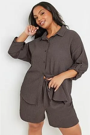 Yours Curve Textured Long Sleeve Shirt Co-Ord
