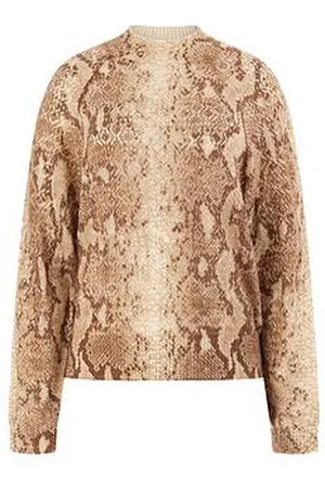 Guess Greta Long Sleeve Sweater In Animal Print
