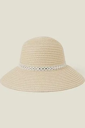 Accessorize Embroidered Straw Sun Hat