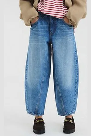 River Island Petite Elasticated Barrel Jean - Medium Denim