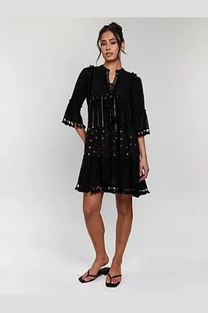 South Beach Trim Detail Tiered Mini Dress