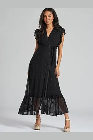 South Beach Sequin Detail Wrap Midi Dress