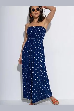 Pour Moi Strapless Shirred Bodice Maxi Beach Dress