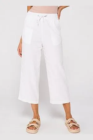 Everyday Basic Cropped Linen Blend Trousers